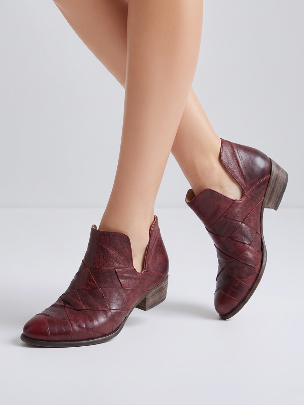Anthropologie Seychelles Boho Deep Sea woven leather ankle booties in red